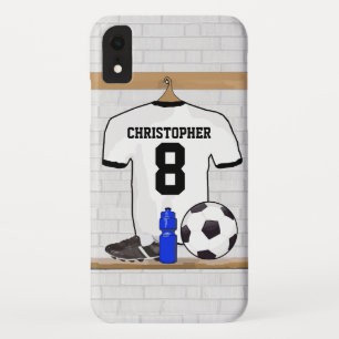 Persoonlijk wit zwart voetbal tenue iPhone XR hoesje