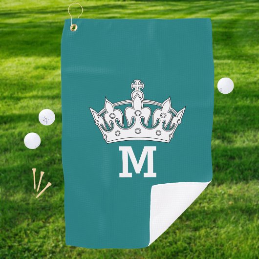Persoonlijk Witte Kroon Monogram Golfhanddoek