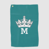 Persoonlijk Witte Kroon Monogram Golfhanddoek (Voorkant)