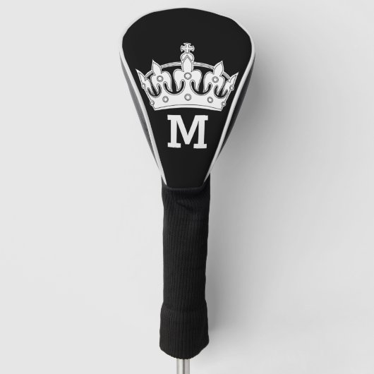 Persoonlijk Witte Kroon Monogram Golfheadcover (Voorkant)