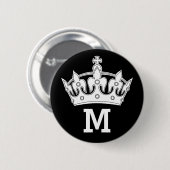 Persoonlijk Witte Kroon Monogram Ronde Button 5,7 Cm (Voorkant /achterkant)
