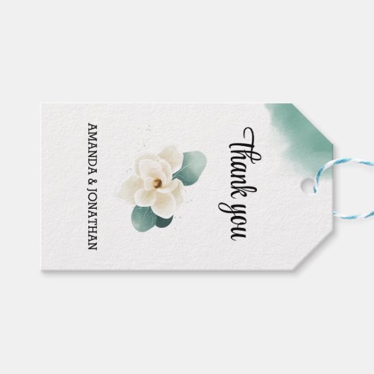 Persoonlijk Witte Magnolia Weddenschap Bedankt Cadeaulabel (Voorkant (Horizontaal))