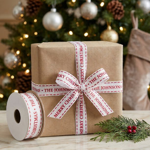 Persoonlijk Witte Rode Prettig Kerstfeest  Grosgrain Lint