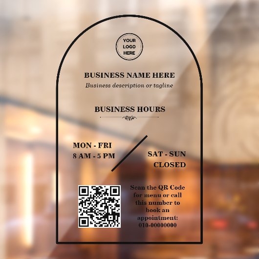 Persoonlijk Zakelijk Logo Open Winkeluren Deur Raamsticker (Vel 2)