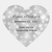 Persoonlijk Zilver White Gray Wedding Hart Sticker (Voorkant)