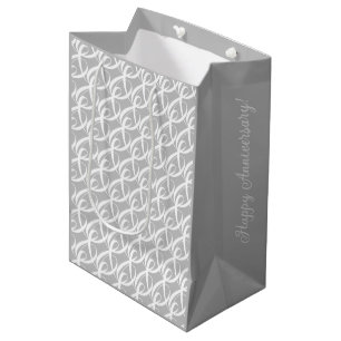 Persoonlijk Zilveren en Witte Huwelijksverjaardags Medium Cadeauzakje
