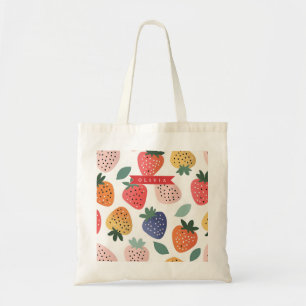 Persoonlijk Zomer Kleurrijk Aardbeienpatroon Tote Bag
