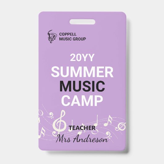 Persoonlijk zomermuziekkamp leraar ID-badge Badge (Voorzijde)
