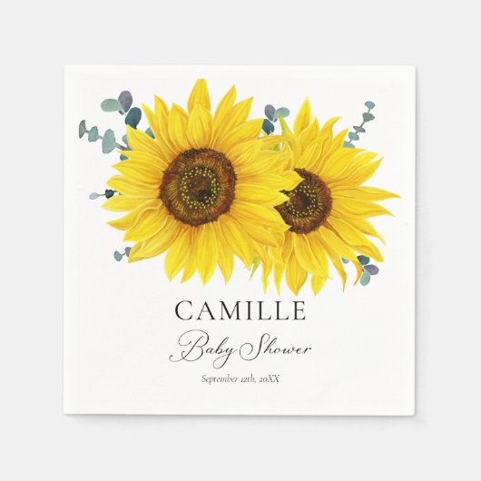 Persoonlijk zonnebloem papier servet (Voorkant)