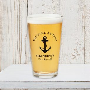 Persoonlijk zwart anker boot glas