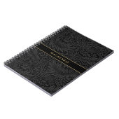 Persoonlijk zwart bloempatroon notitieboek (Linkerzijde)