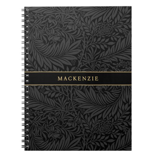 Persoonlijk zwart bloempatroon notitieboek (Voorkant)