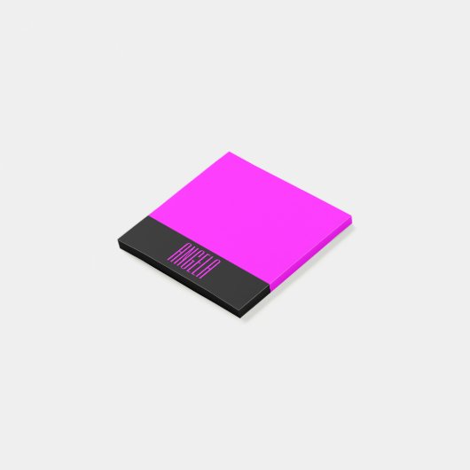 Persoonlijk zwart en fuchsia post-it® notes (Schuin)