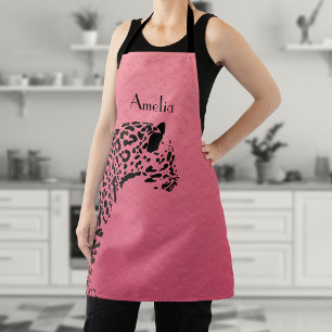 Persoonlijk zwart en roze Jaguar schort