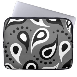 Persoonlijk zwart grijs & wit paisley laptop sleeve