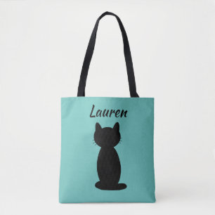 Persoonlijk zwart kat Silhouette Draagtas