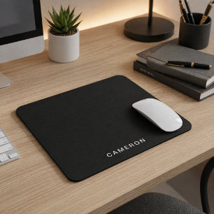 Persoonlijk zwart & monogram Elegant ontwerp Muismat
