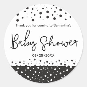 Persoonlijk, Zwart, Wit, Baby shower, Dank u Ronde Sticker