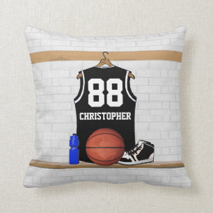 Persoonlijk zwart-wit basketbalshirt kussen