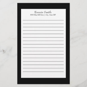 Persoonlijk zwart-wit gelinieerd briefpapier
