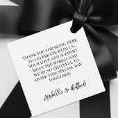 Persoonlijk zwart-wit script bruiloft bedankjes labels
