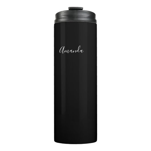Persoonlijk zwart-wit script chic thermosbeker (Voorkant)