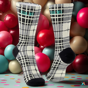 Persoonlijk Zwarte en Witte Tartan Schotse ruit Cu Sokken