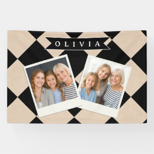 Persoonlijk Zwarte Harlekijn Geruit Diamant Spandoek