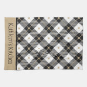 Persoonlijk Zwarte Witte Gouden Geruite Buffalo Pl Theedoek (Horizontaal)