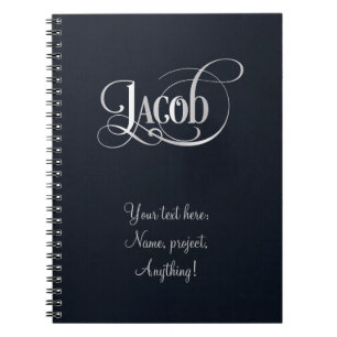 Persoonlijk Zwirly Script Jacob Silver op Indigo Notitieboek