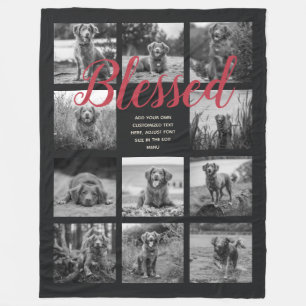 Persoonlijke 11 Foto Collage BLESSED Zwart Fleece Deken