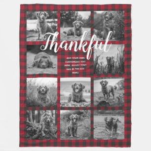Persoonlijke 11 foto-collage DANKBAAR Rood geruit Fleece Deken