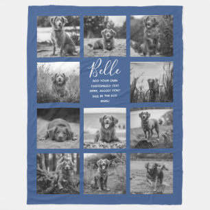 Persoonlijke 11 foto-collage klassiek blauw fleece deken