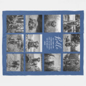 Persoonlijke 11 foto-collage klassiek blauw fleece deken (Voorkant (Horizontaal))