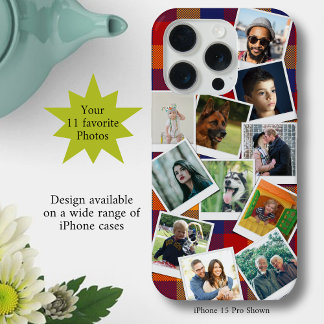 Persoonlijke 11 foto-collage slank iPhone 15 pro hoesje