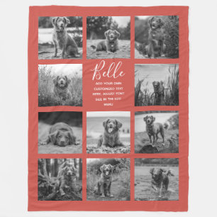 Persoonlijke 11 foto collage Warm Rood Fleece Deken