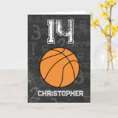 Persoonlijke 14e verjaardag Basketball Kaart (Gele Bloem)