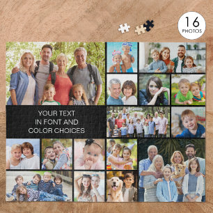 Persoonlijke 16 foto collage op maat gemaakte kleu legpuzzel