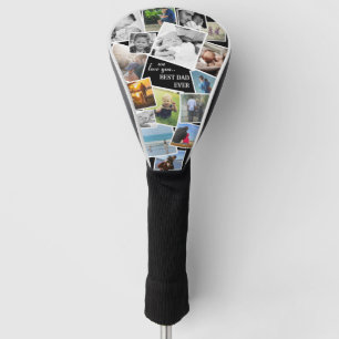 Persoonlijke 16 foto-collage voor vader golfheadcover