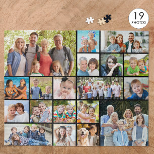 Persoonlijke 19 foto collage op maat gemaakte kleu legpuzzel