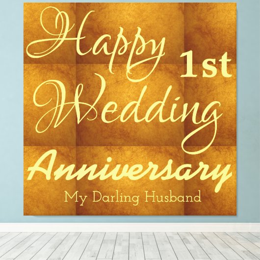 Persoonlijke 1e trouwdag voor koppels canvas afdruk (Insitu (Houten vloer))