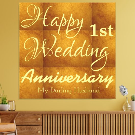 Persoonlijke 1e trouwdag voor koppels canvas afdruk (Insitu (Woonkamer))