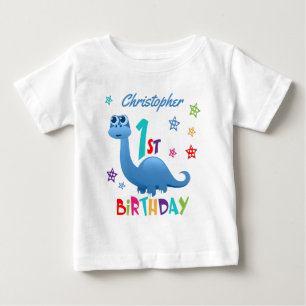 Persoonlijke 1e verjaardag blauwe dinosaurus