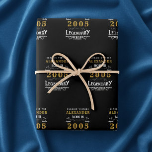 Persoonlijke 21e verjaardag Geboren 2005 Vintage Z Inpakpapier Vel