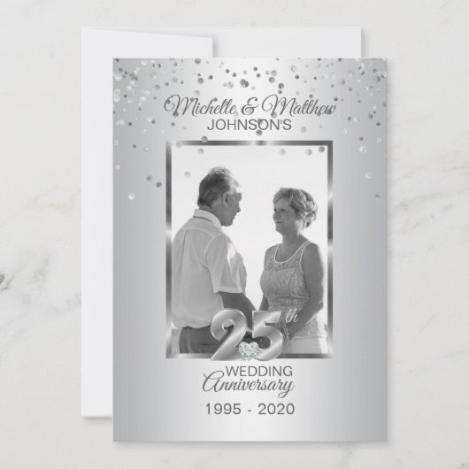 Persoonlijke 25e Silver Wedding Jubileum FOTO Kaart (Voorkant)