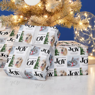 Persoonlijke 2 foto Pet Dog JOY Holiday Gift Cadeaupapier
