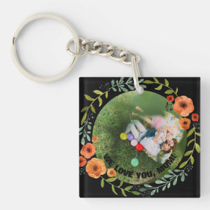 Persoonlijke 2 foto's Moederdag van Floral mam Sleutelhanger