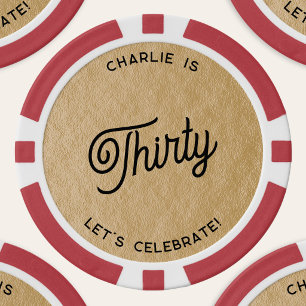 Persoonlijke 30 Dertigste Verjaardag Goud Poker Chips