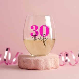 Persoonlijke 30e verjaardag wijnglas zonder voet