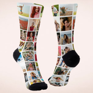 Persoonlijke 32-foto-collage aangepaste cadeau sokken